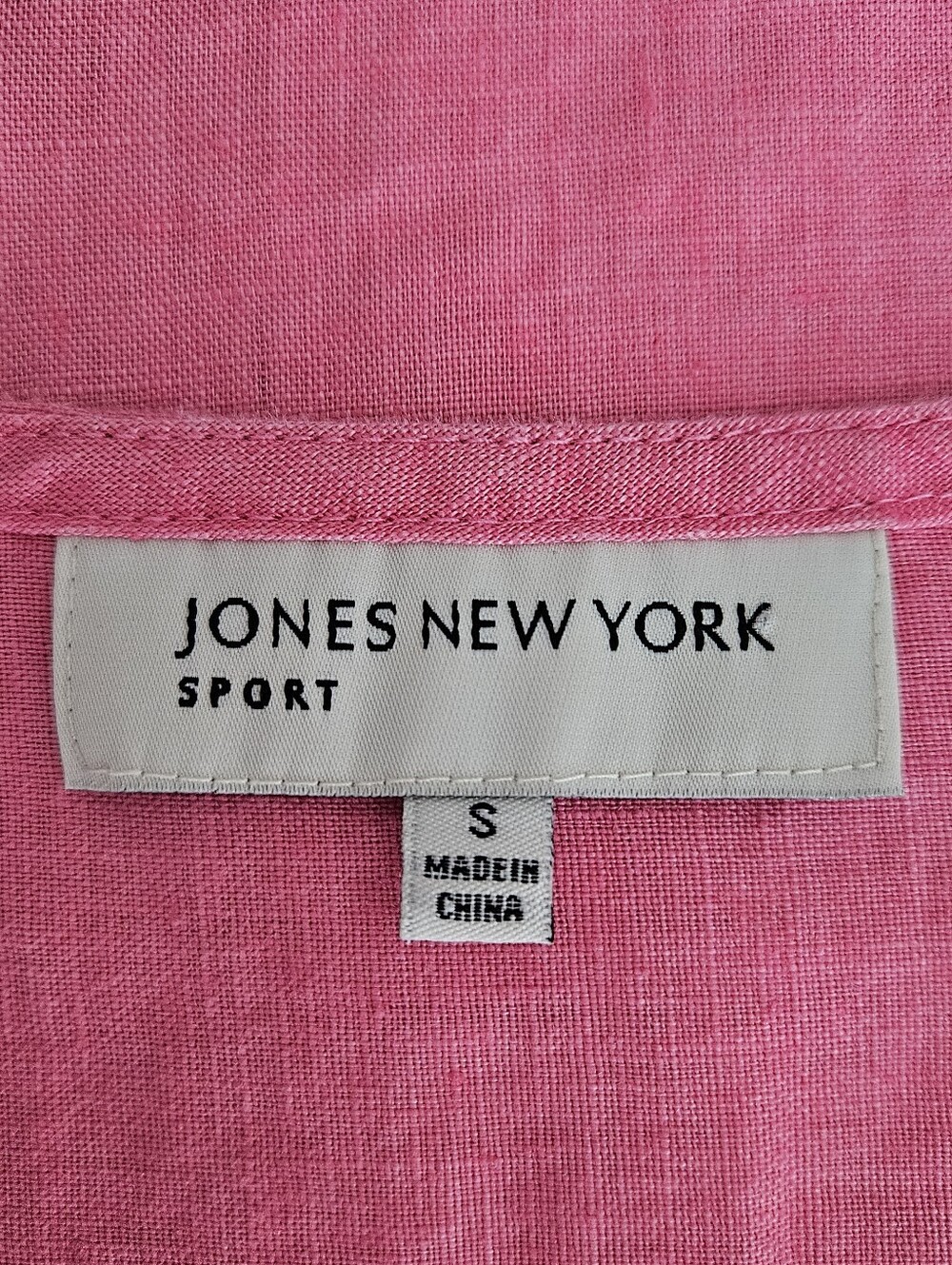 Jones New York Sport Tunic Top Linen Pink Roll Tab Long Sleeve Zip Shirt Small - Picture 6 of 8